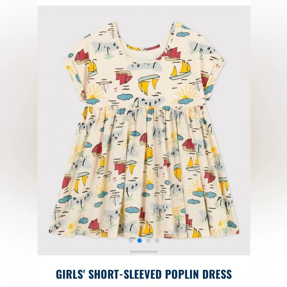Petit Bateau Girl’s Short Sleeve Poplin Dress Size 12